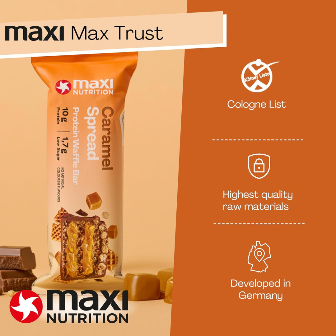 MaxiNutrition Protein Waffle Bar 12x40g Caramel Spread
