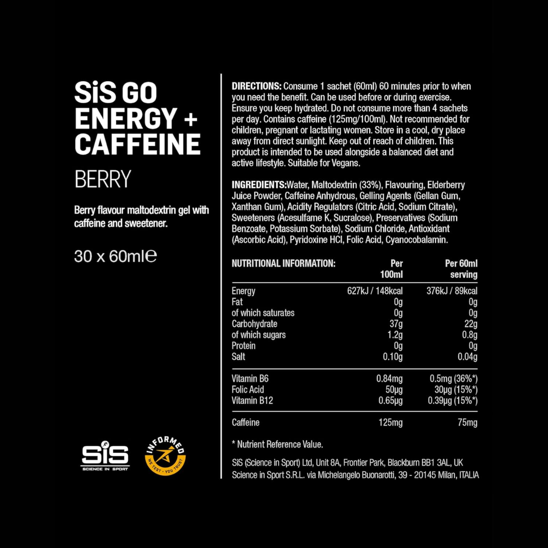 SIS (Science In Sport) Gel Go Energy + Caff 30x60ml Berry