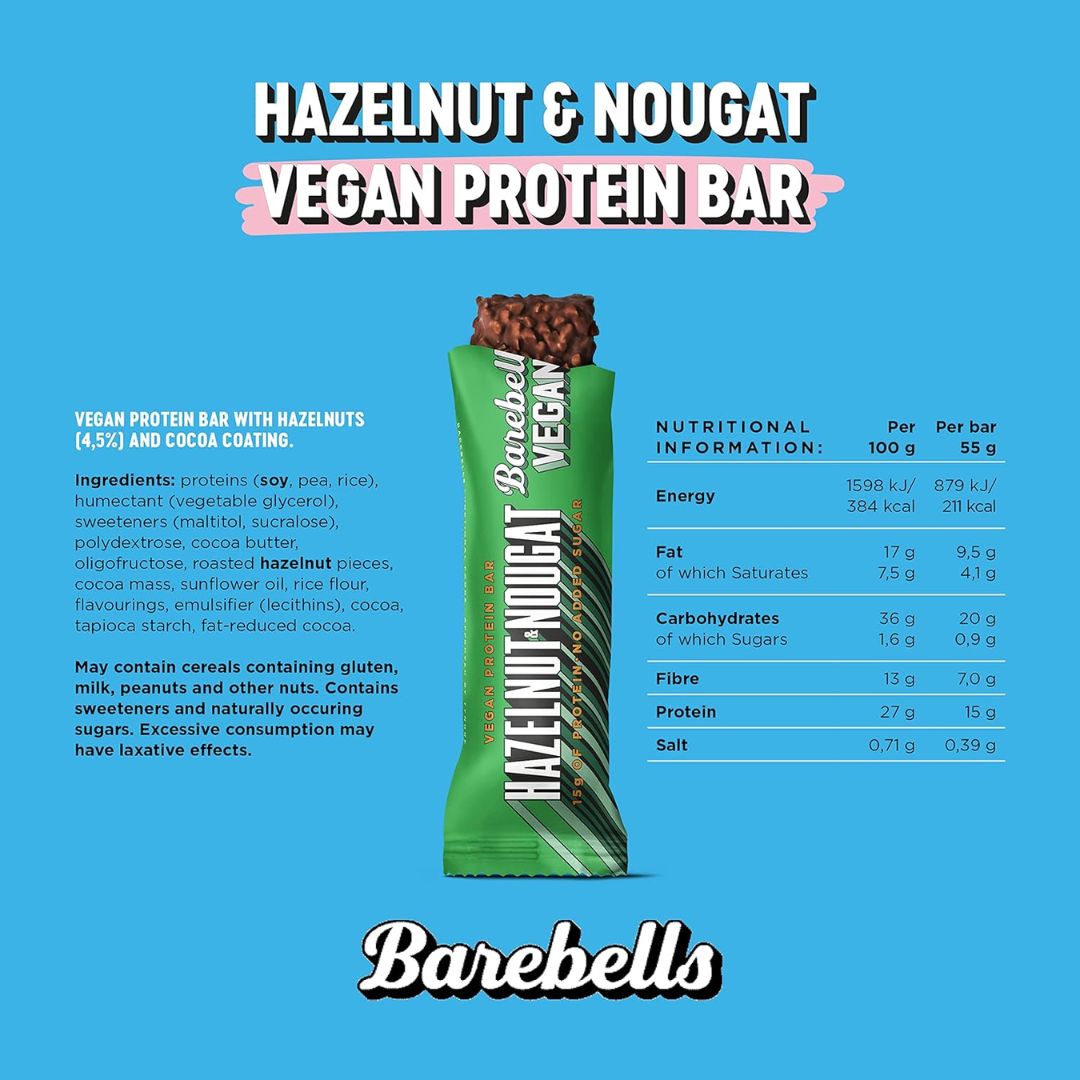 Barebells Vegan Protein Bar 12x55g Hazelnut Nougat
