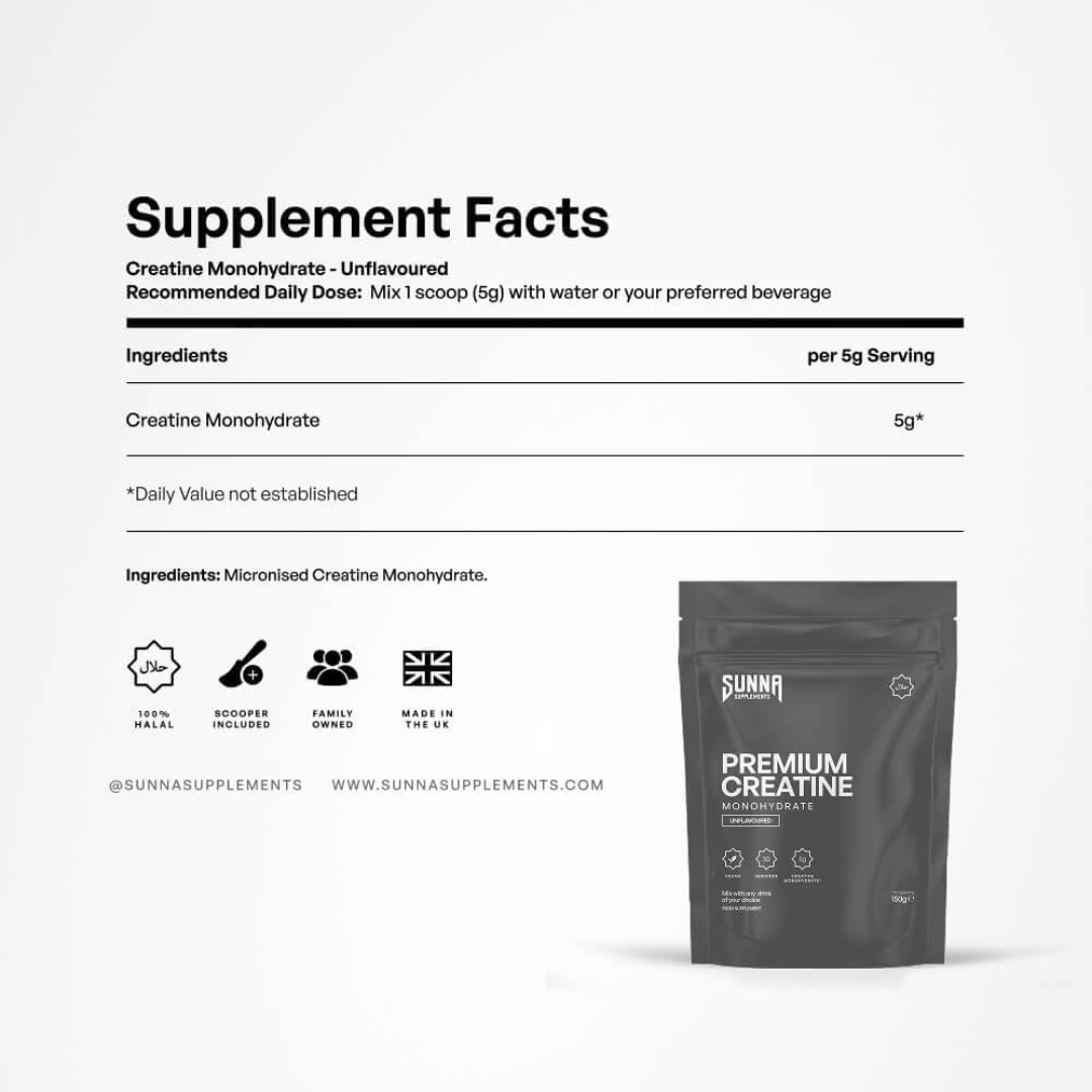 Sunna Supplements Premium Creatine 150g Unflavoured
