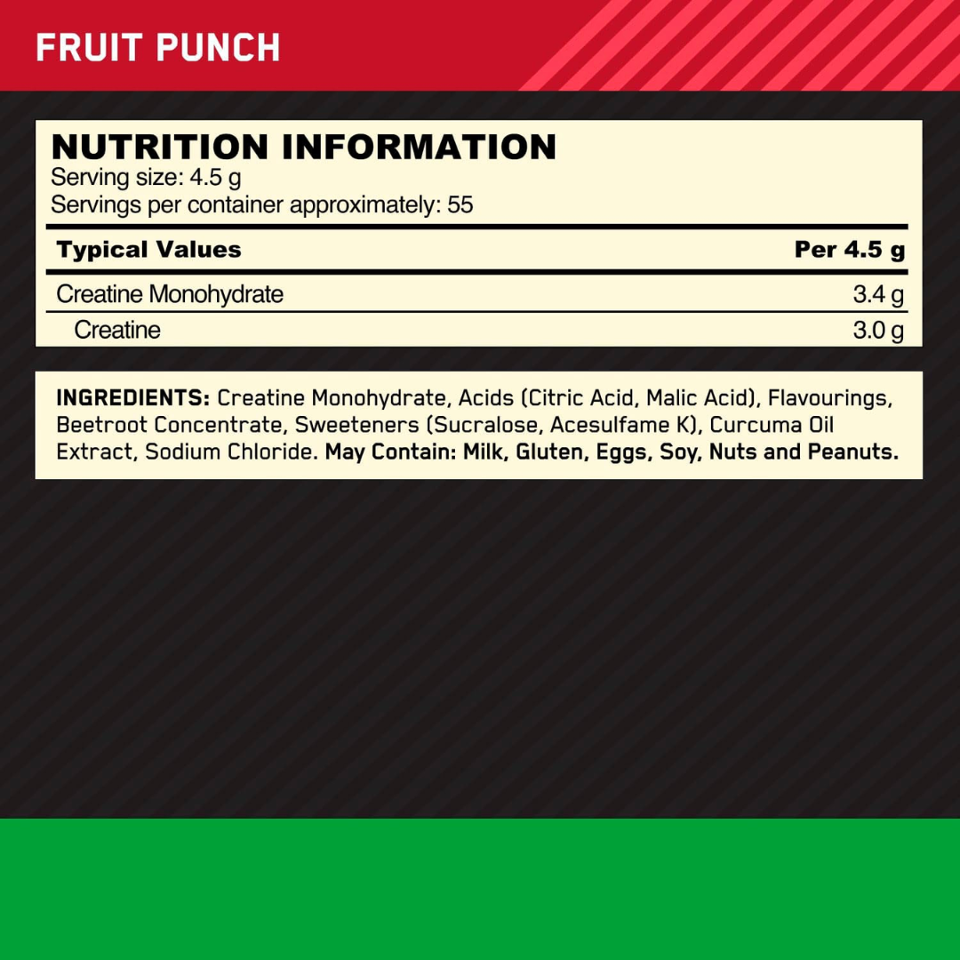 Optimum Nutrition Micronised Creatine 247.5g Fruit Punch