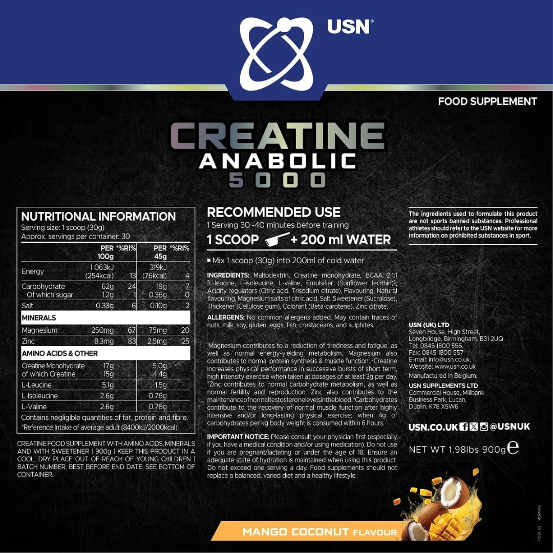 USN Creatine Anabolic 5000 900g Mango Coconut