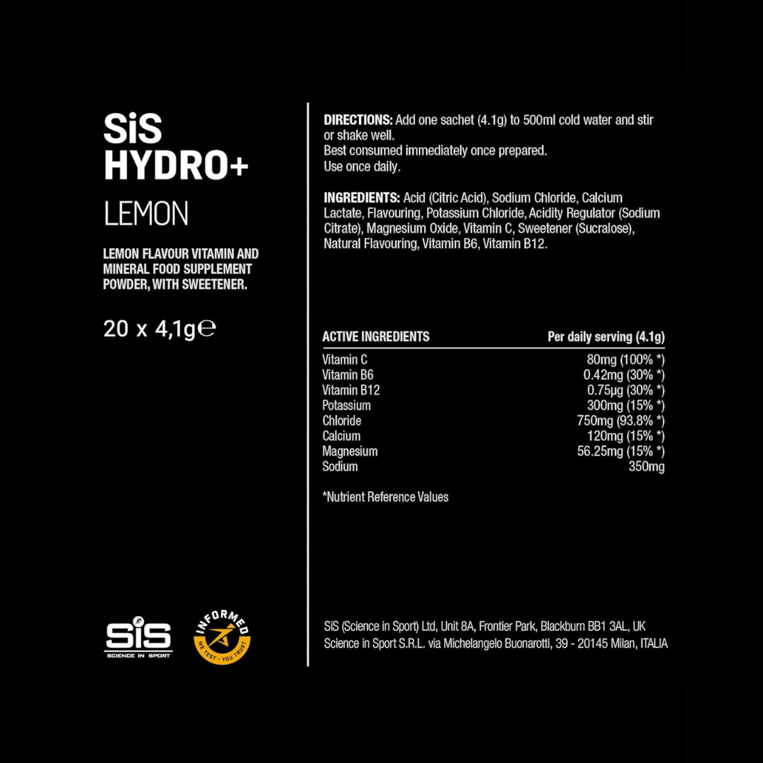 SIS (Science In Sport) Powder Hydro+ 20x4.3g Lemon
