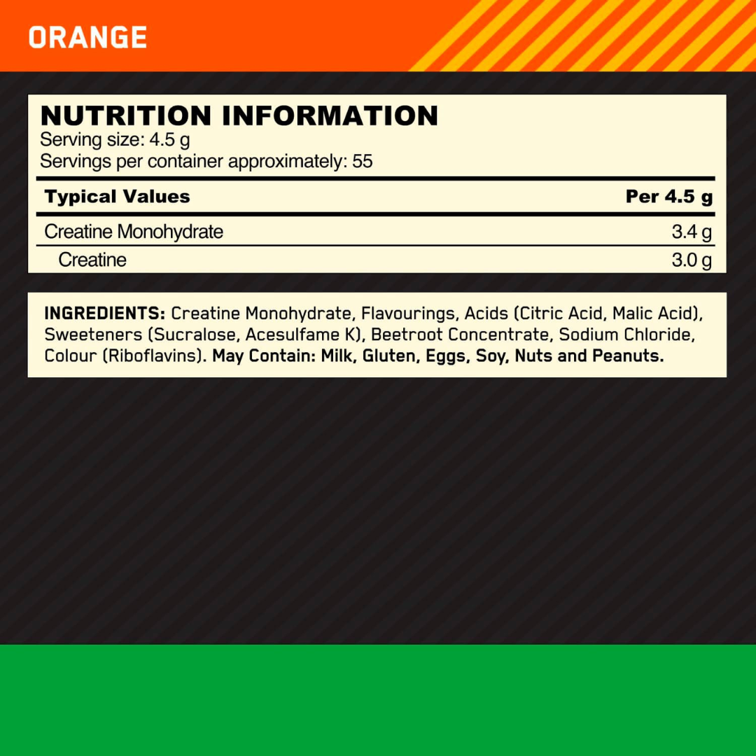 Optimum Nutrition Micronised Creatine 247.5g Orange