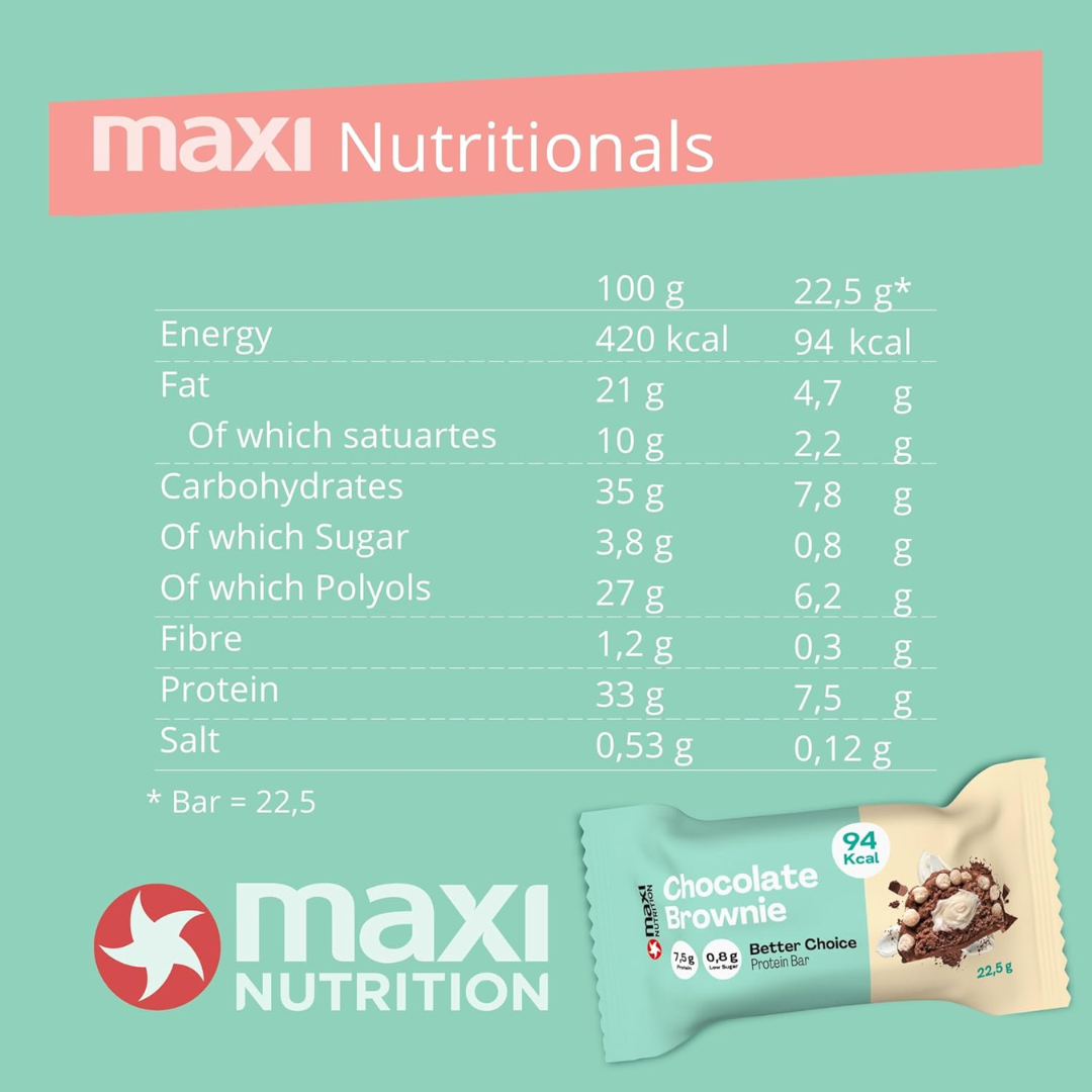 MaxiNutrition Better Choice Protein Bar 15x22.5g Chocolate Brownie