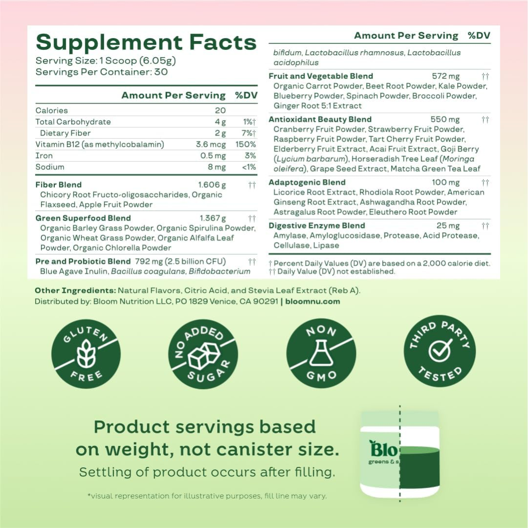 Bloom Greens 180g Strawberry Kiwi
