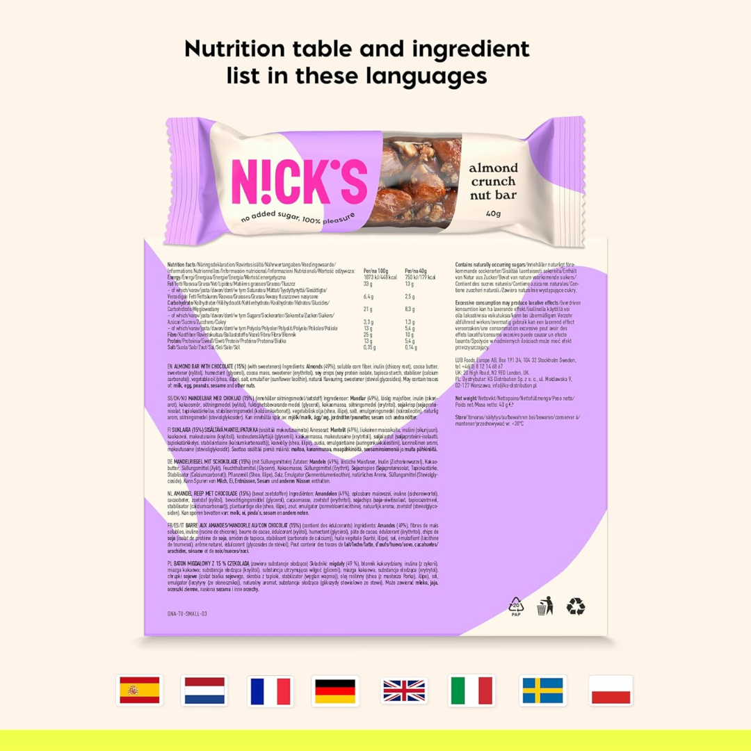 NICK'S Nut Bar 12x40g Almond Crunch
