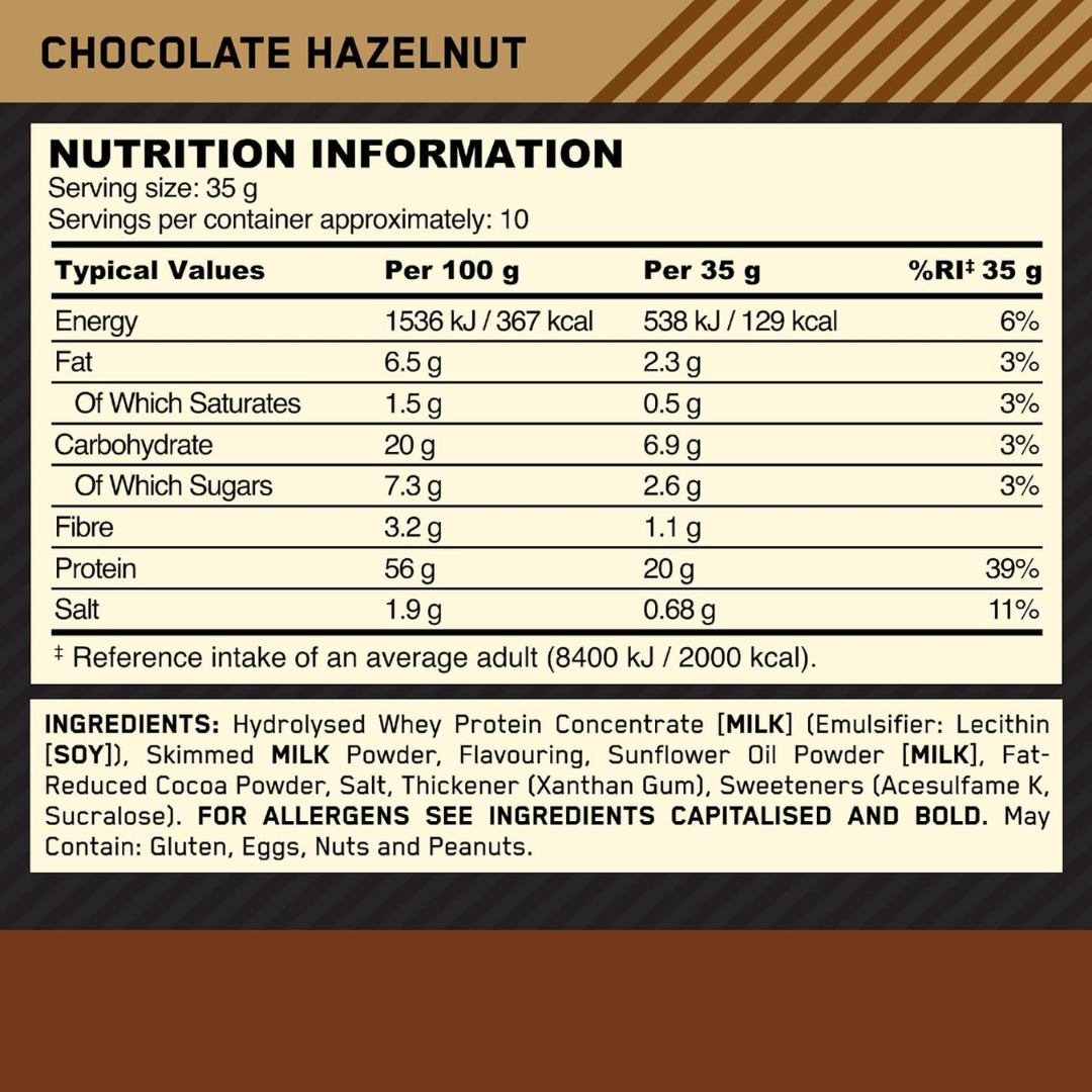 Optimum Nutrition Protein Hot Chocolate 350g Chocolate Hazelnut