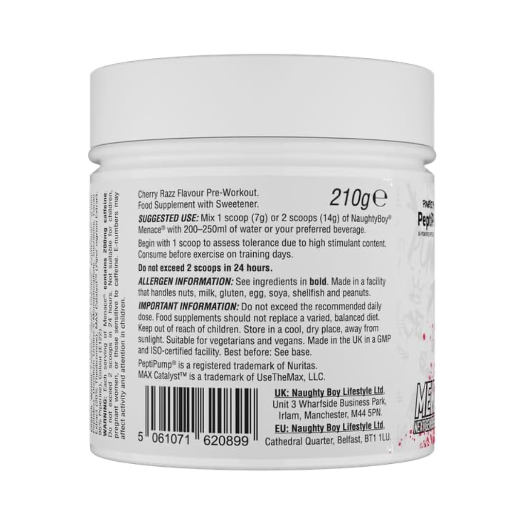 Naughty Boy Menace V2 210g Cherry Razz 30 Servings
