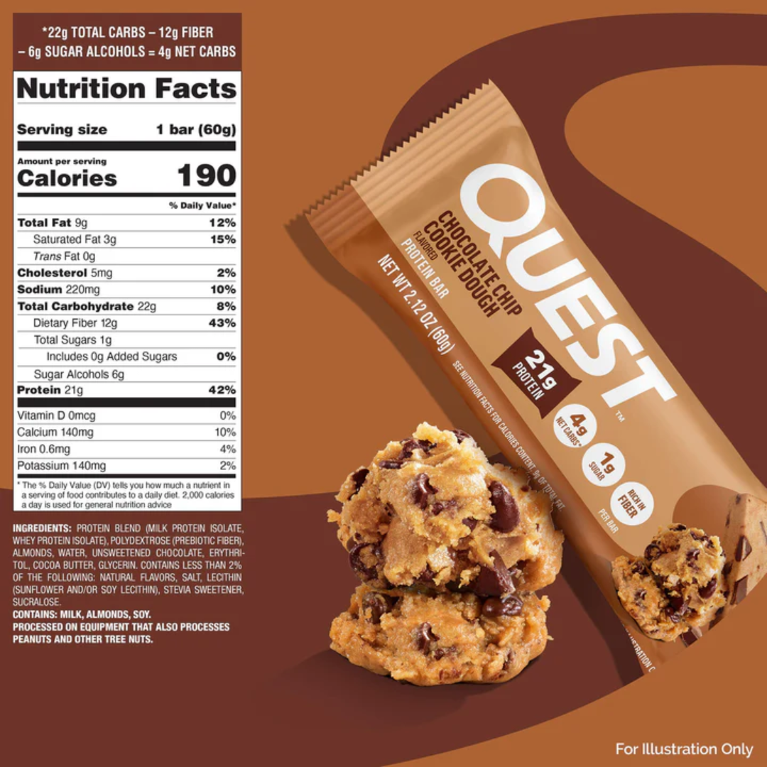 Quest Nutrition Bar 12x60g Chocolate Chip Cookie Dough