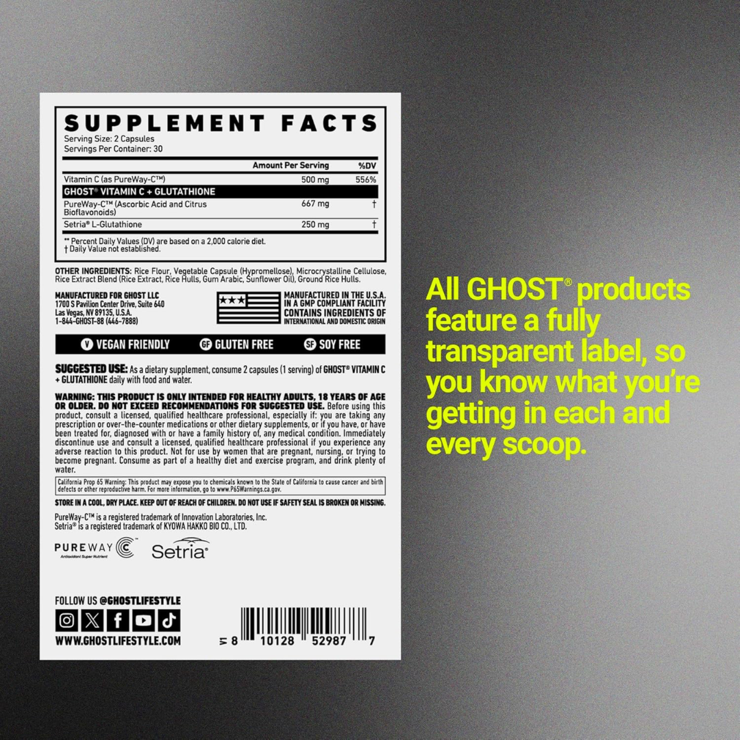 Ghost Basics Vitamin C and Glutathione 60 Caps Unflavoured
