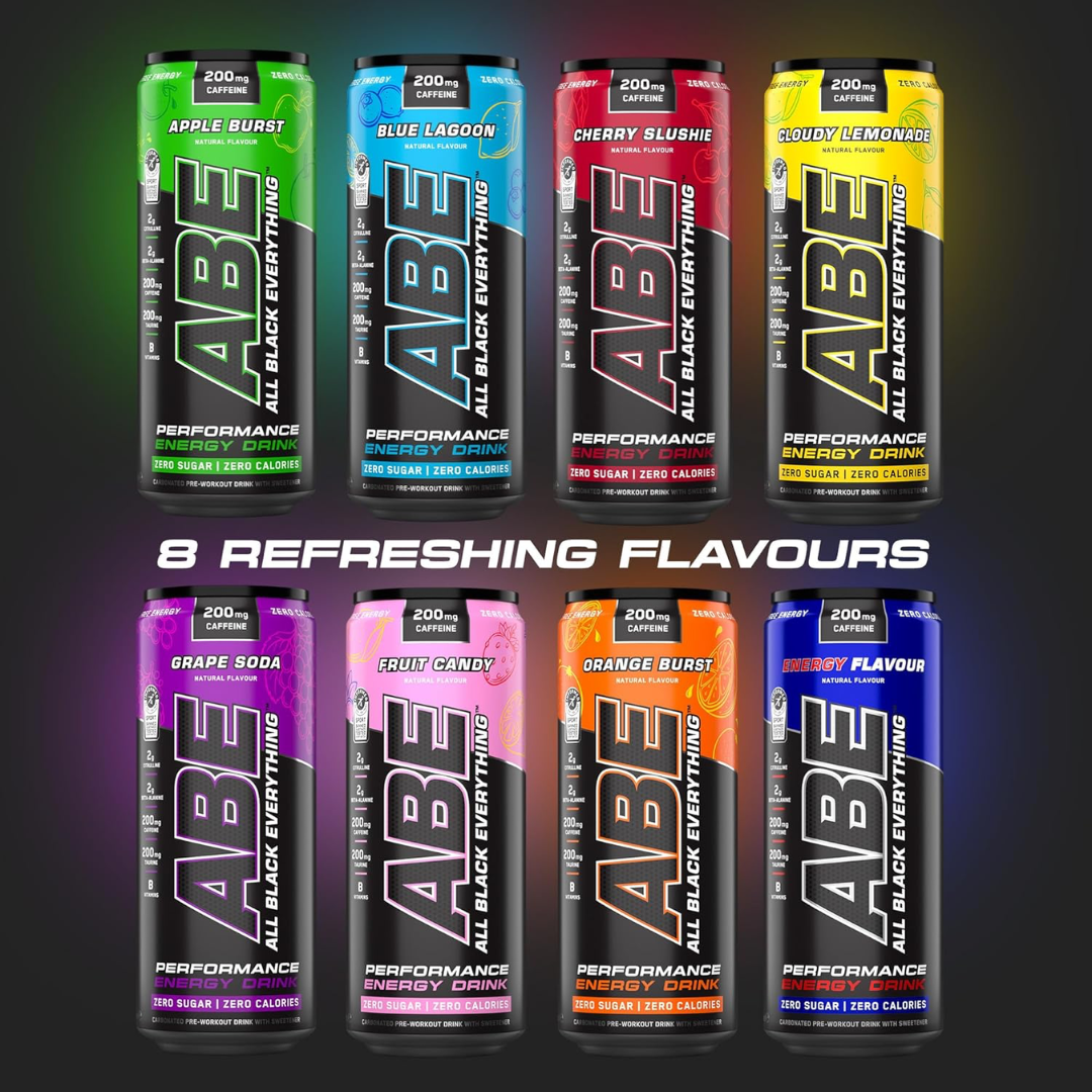 Applied Nutrition ABE (All Black Everything) Carbonated Can 12x330ml Cherry Slushie