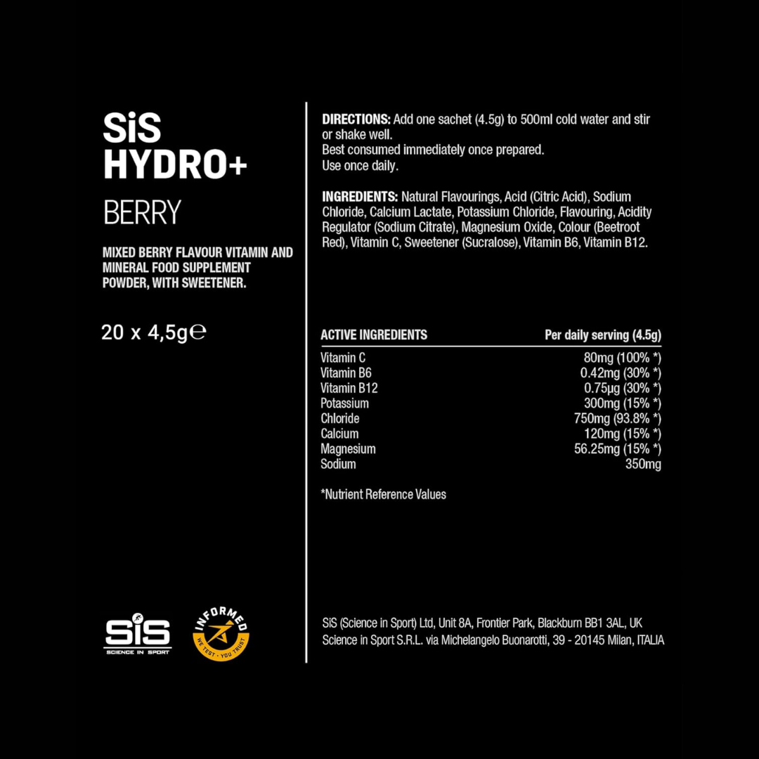 SIS (Science In Sport) Powder Hydro+ 20x4.3g Berry