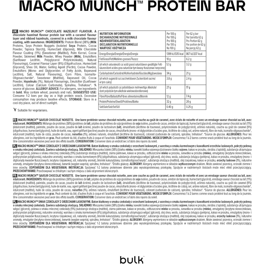 Bulk Macro Munch Protein Bar 12x62g Peanut Butter