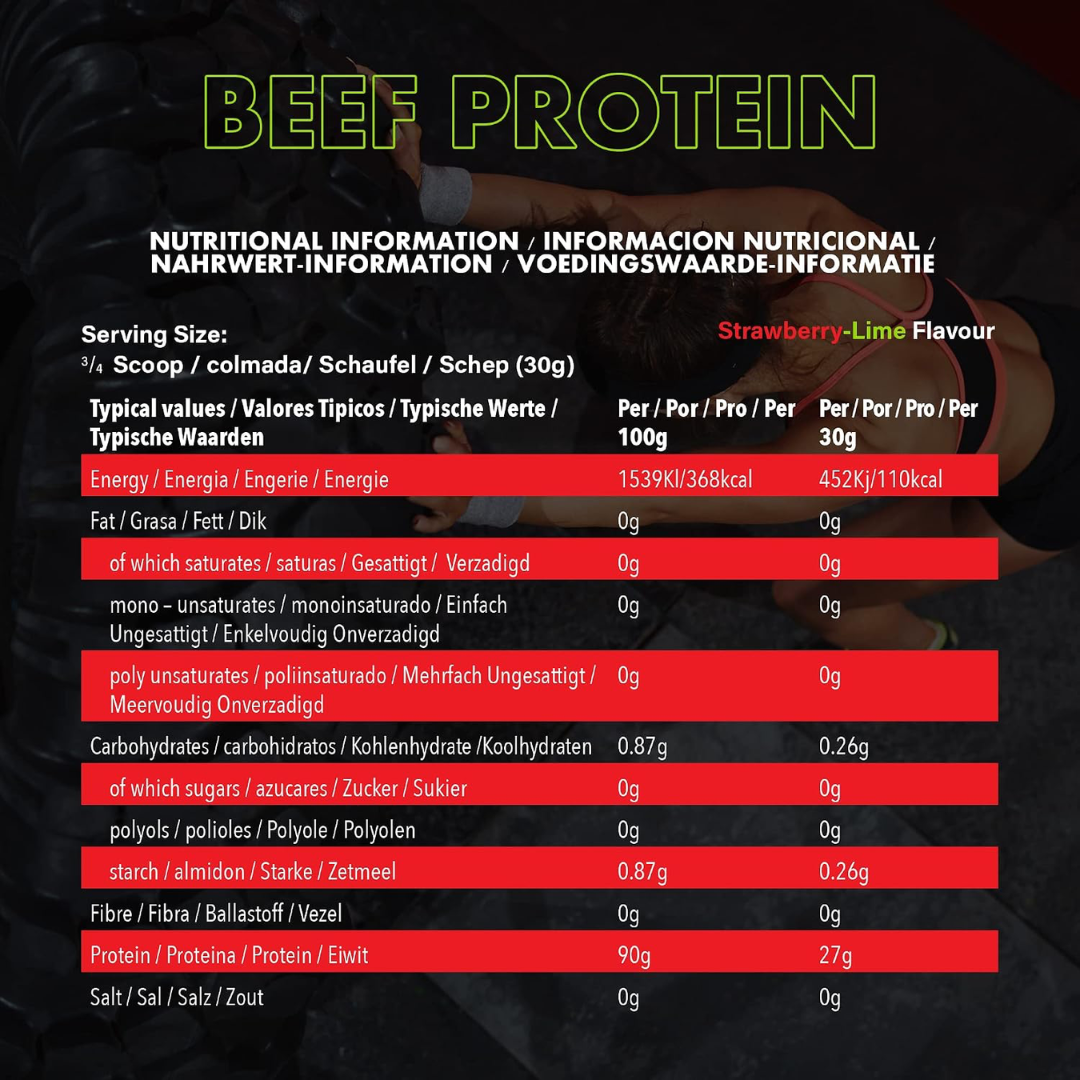 NXT Nutrition Beef Protein Isolate 540g Strawberry & Lime