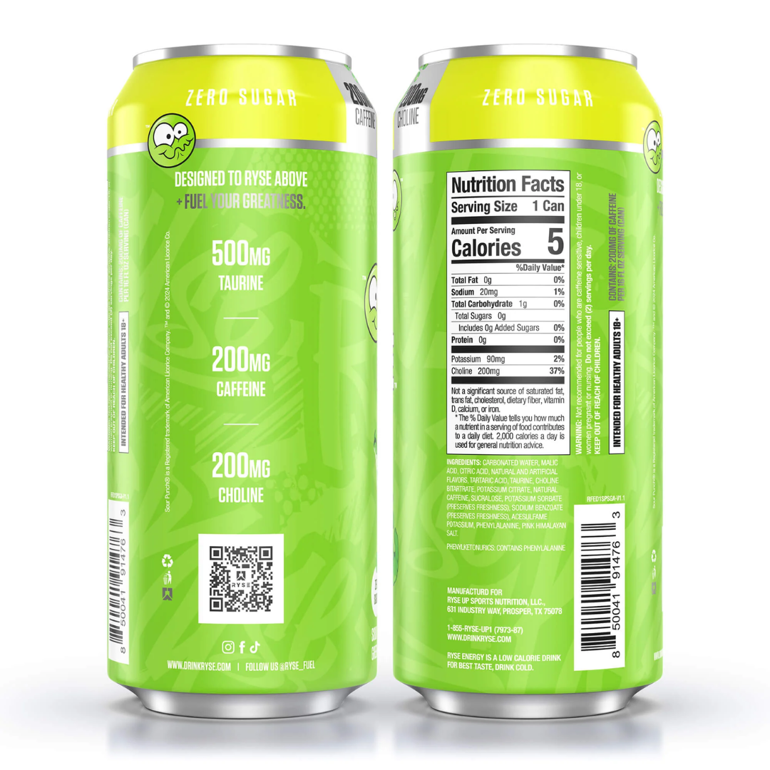 RYSE Fuel Energy 12x473ml Sour Punch Green Apple