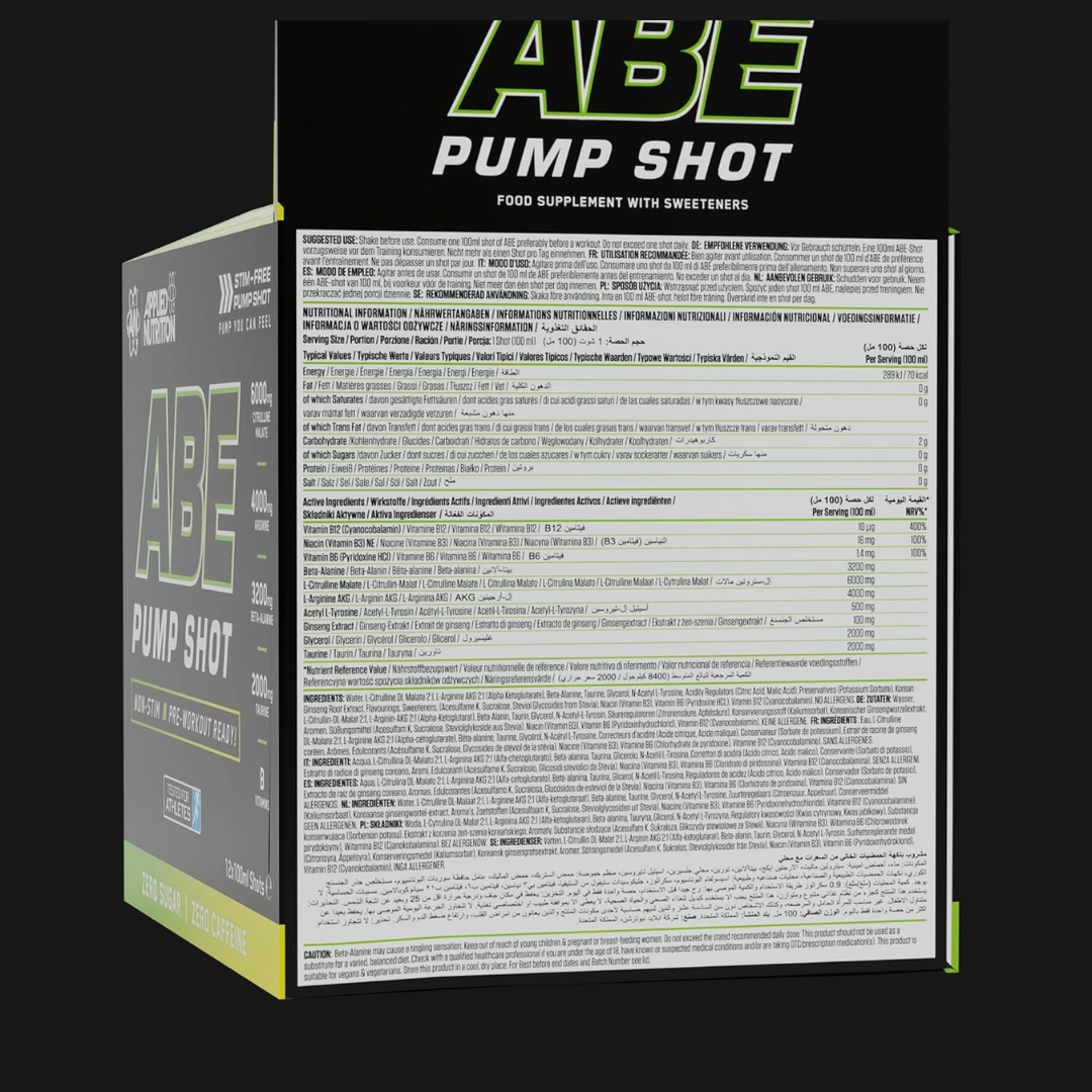 Applied Nutrition ABE Stim Free Pump Shots 12x100ml Citrus Twist