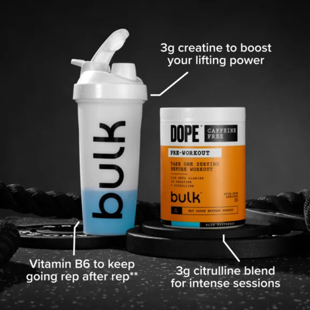 Bulk Dope Pre Workout Caffeine Free 510g Blue Raspberry