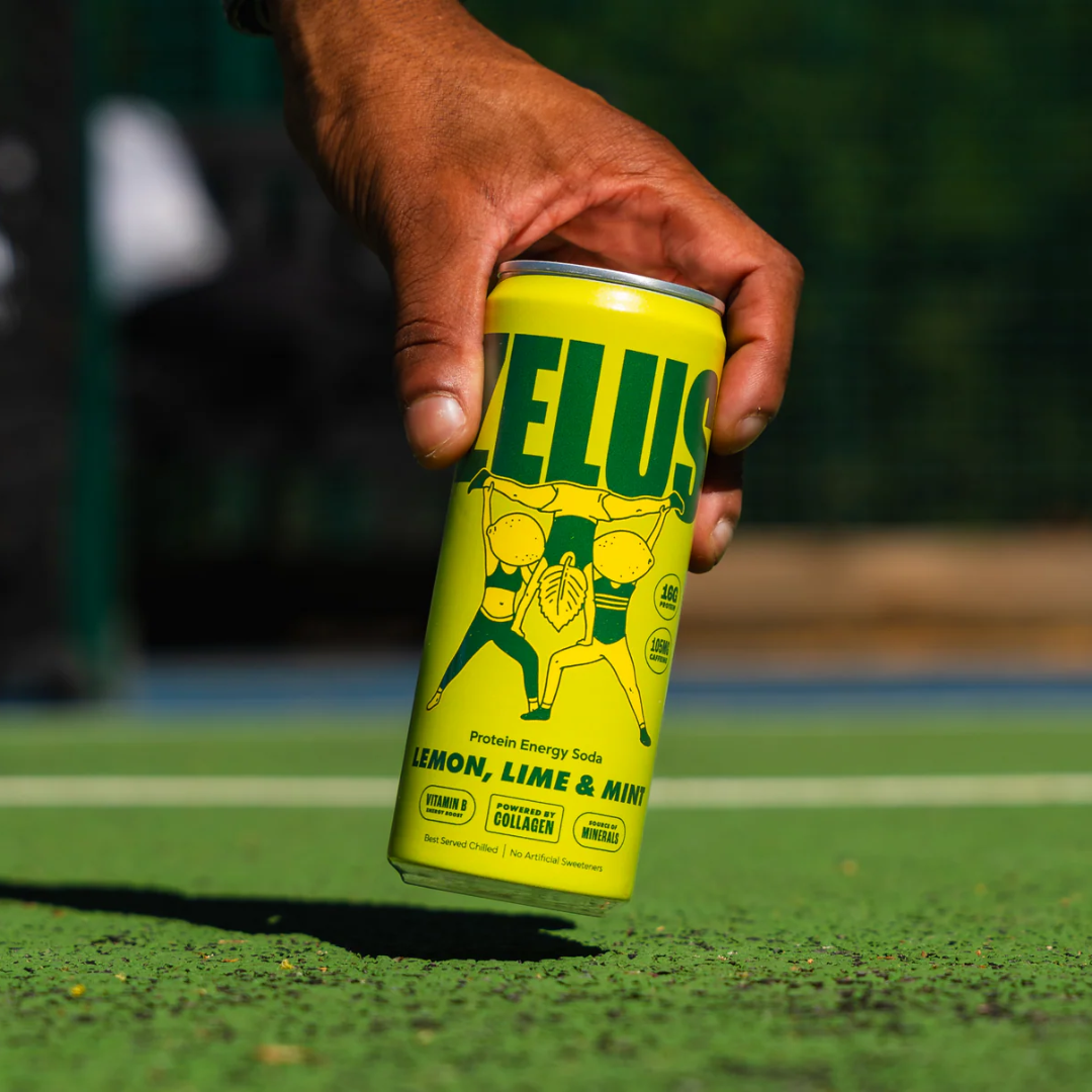 ZELUS Protein Energy Soda 12x330ml Lemon, Lime & Mint