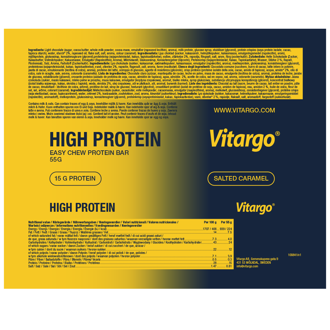 Vitargo High Protein Bar 12x55g Salted Caramel