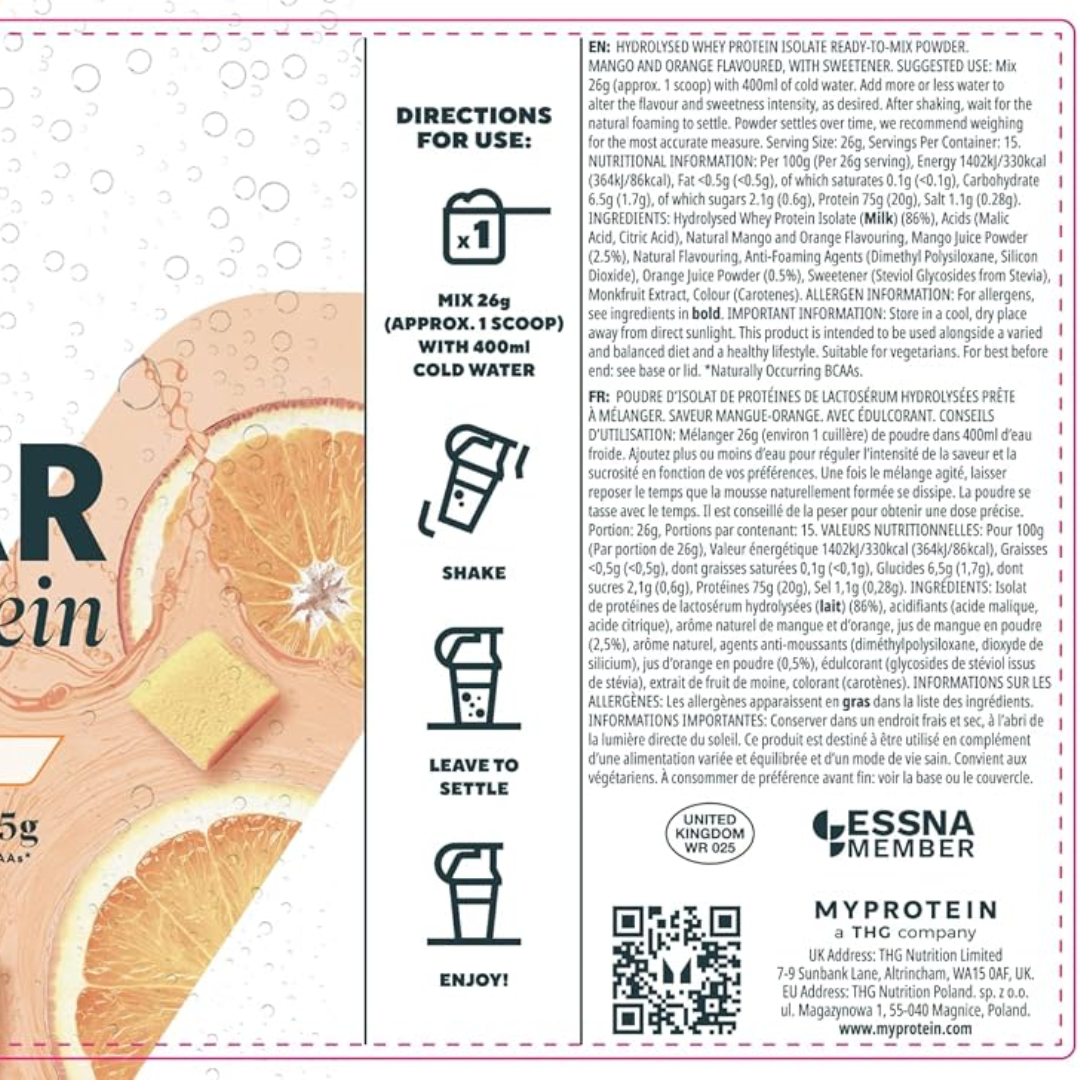 MyProtein Clear Whey Protein Splash Of 260g Mango & Orange