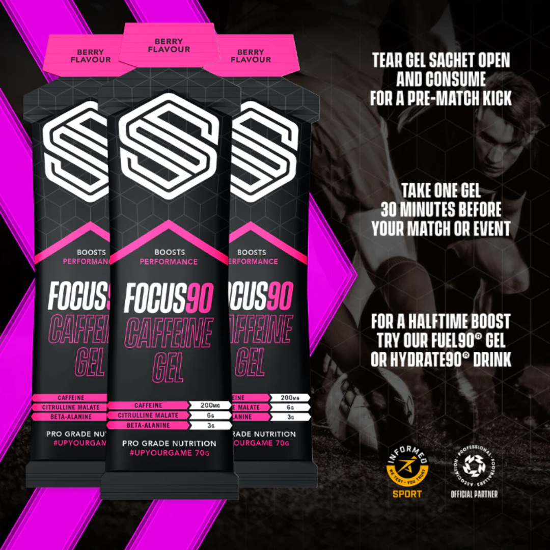 Soccer Supplement Focus90 Caffeine Gel 12x70g Mixed Berry