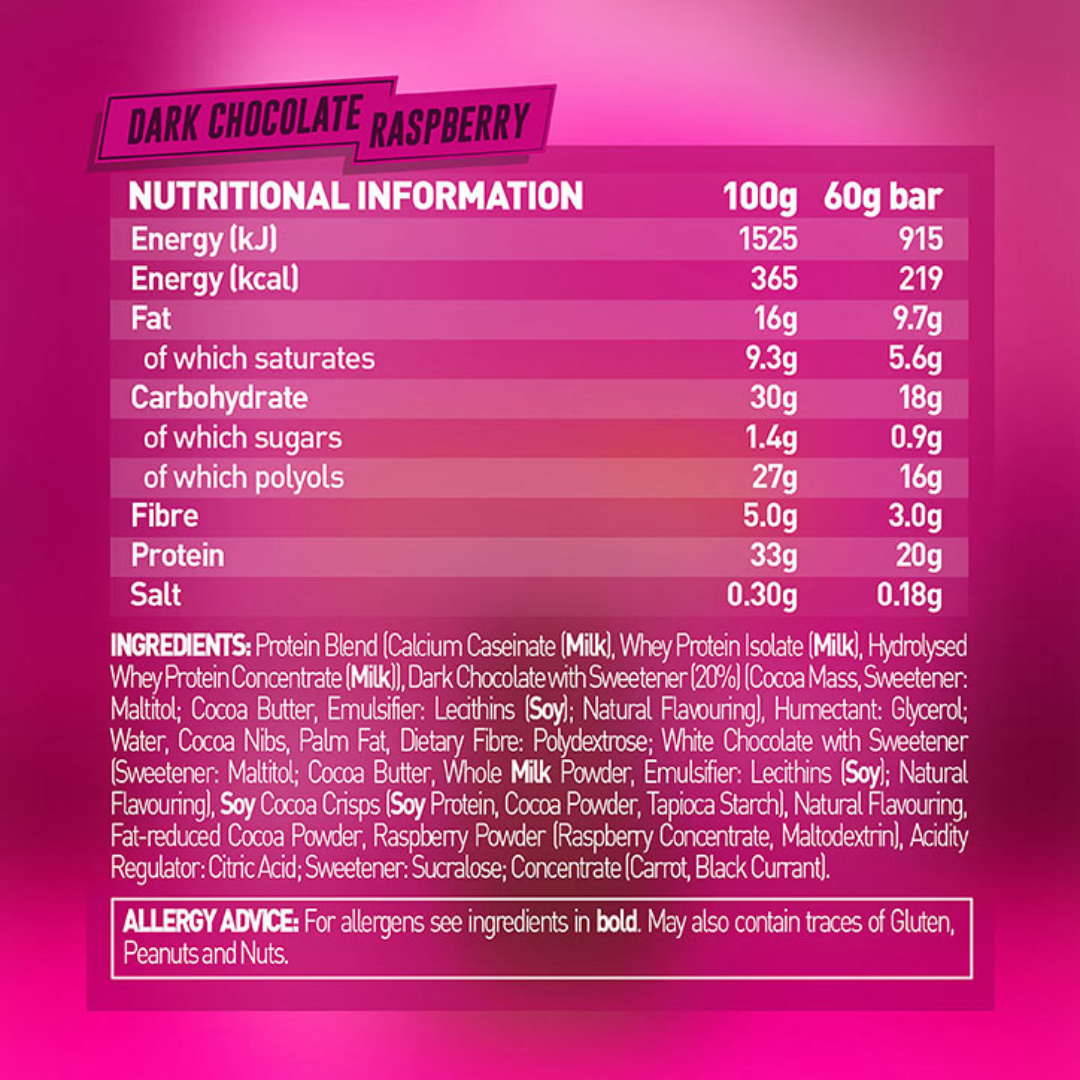 Grenade Protein Bar 12x60g - Dark Chocolate Raspberry