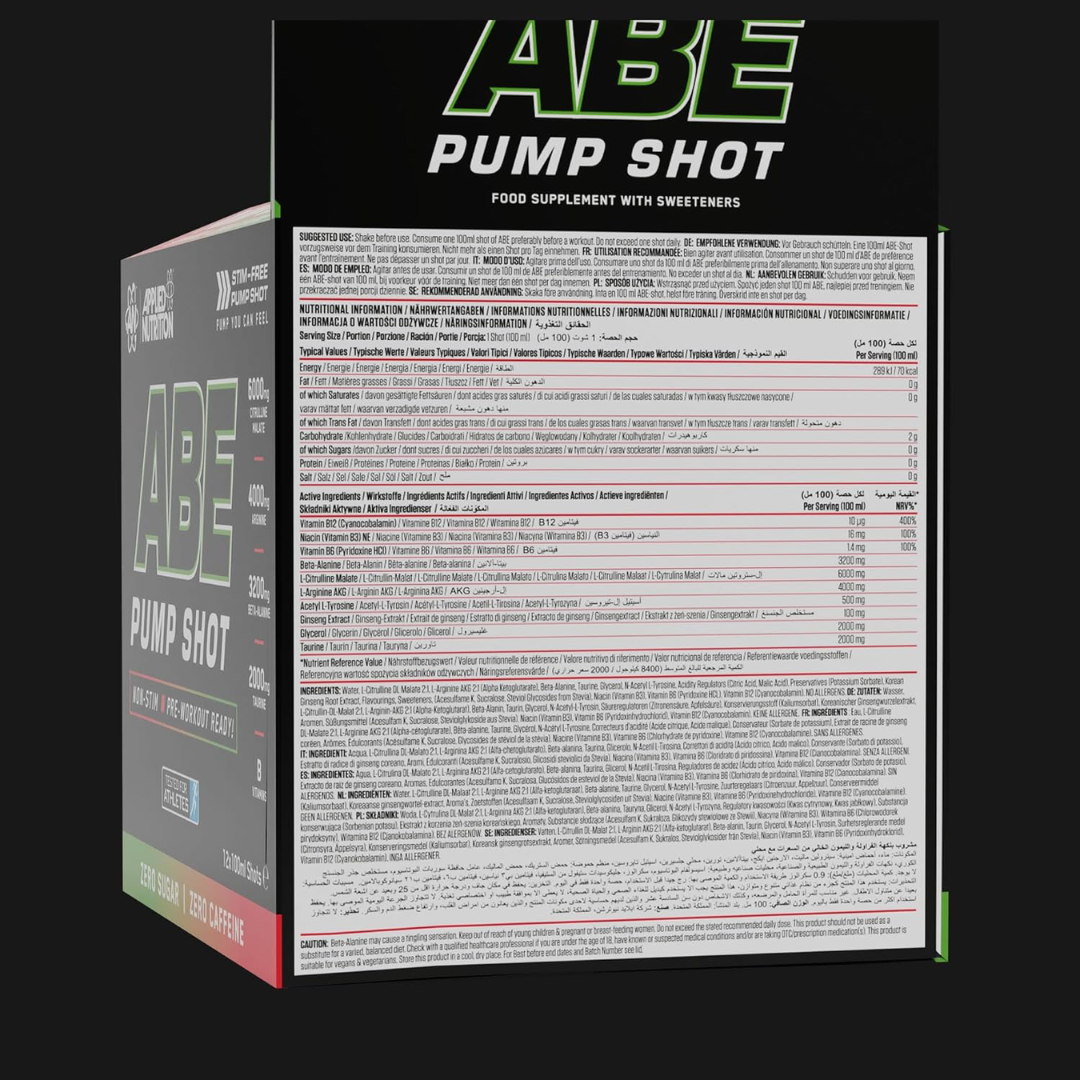 Applied Nutrition ABE Stim Free Pump Shots 12x100ml Strawberry-Lime