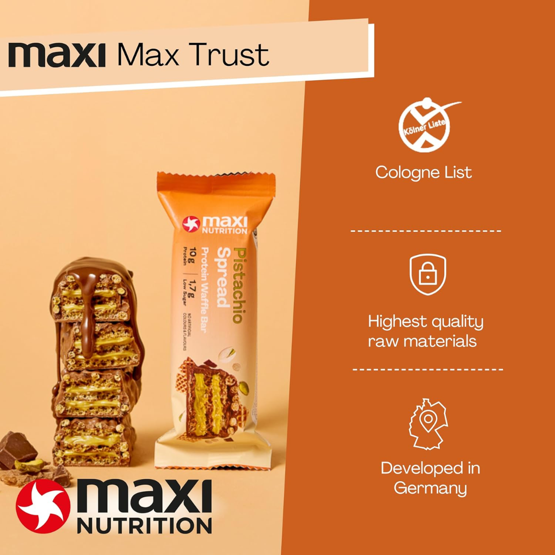 MaxiNutrition Protein Waffle Bar 12x40g Pistachio Spread