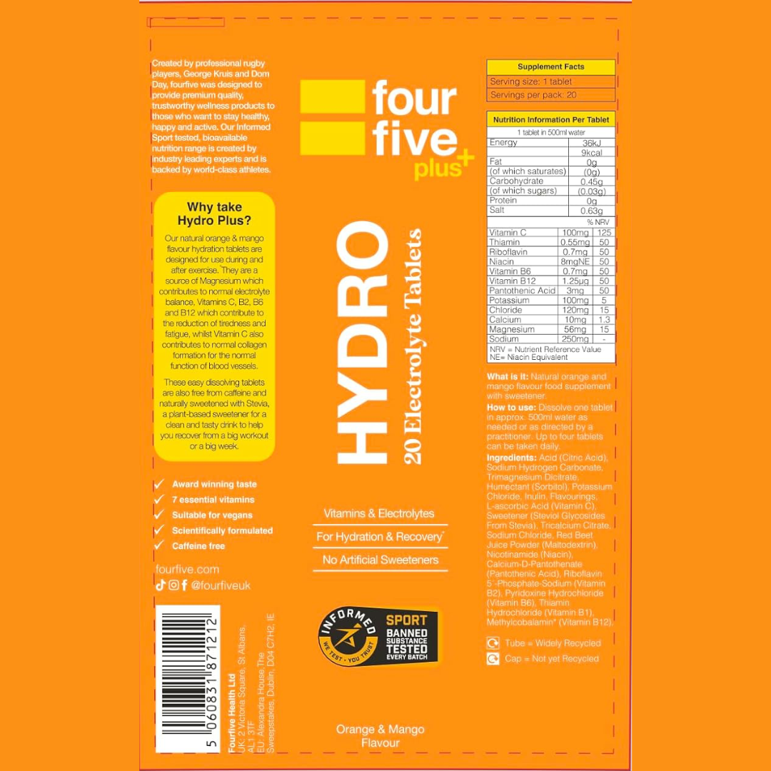 FourFive Hydro Plus Effervescent Tablets 8x20 Tabs Orange & Mango