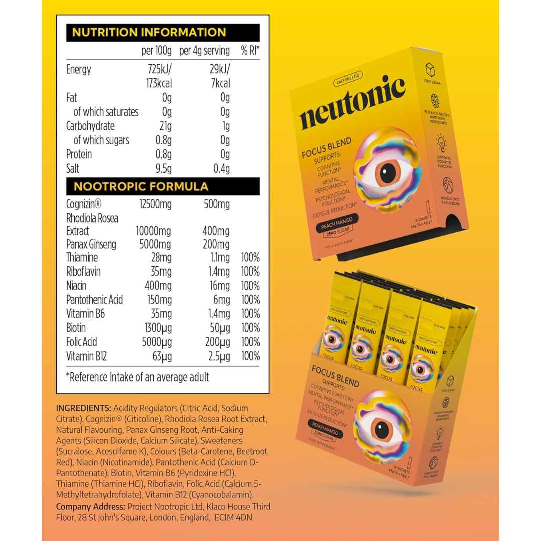 Neutonic Focus Blend 16 Sachets Peach Mango