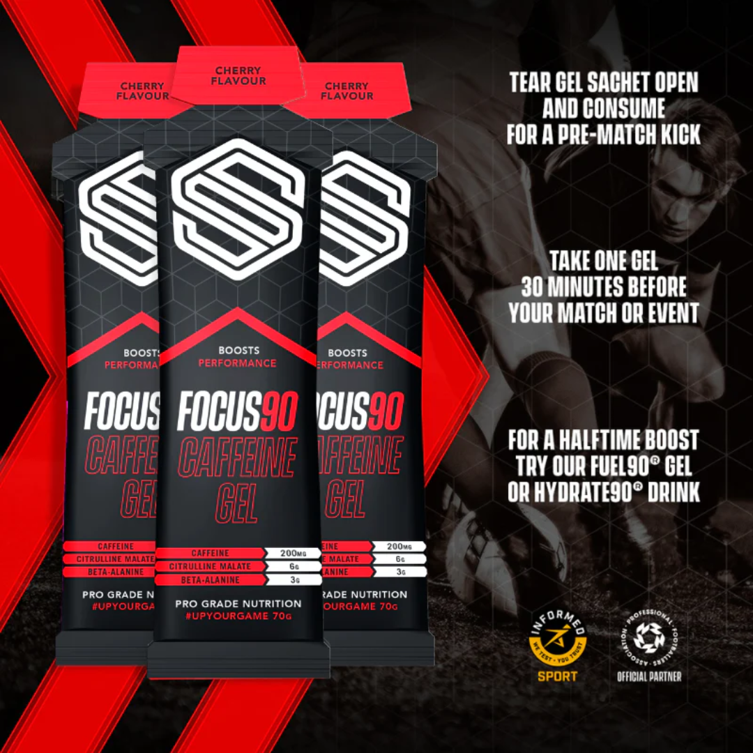 Soccer Supplement Focus90 Caffeine Gel 12x70g Cherry