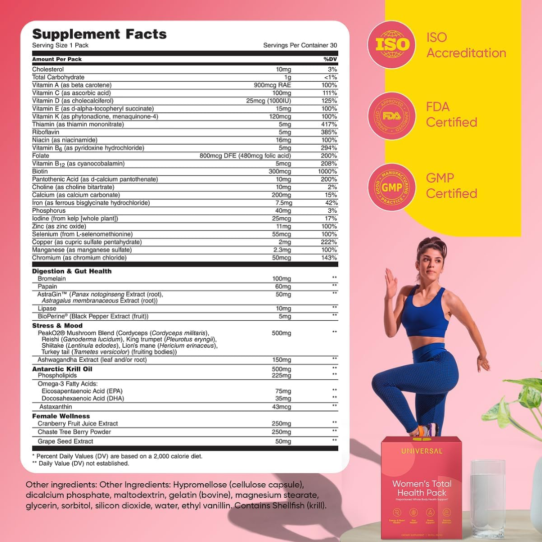 Universal Nutrition Women's Total Health Pack 30 Packs