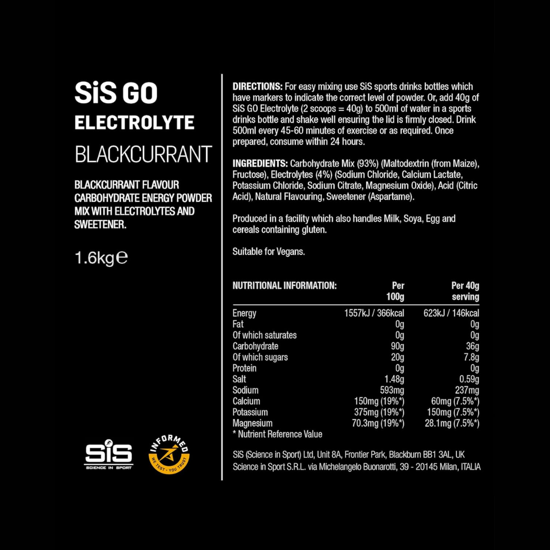 SIS (Science In Sport) Powder Go Electro 1.6kg Blackcurrant