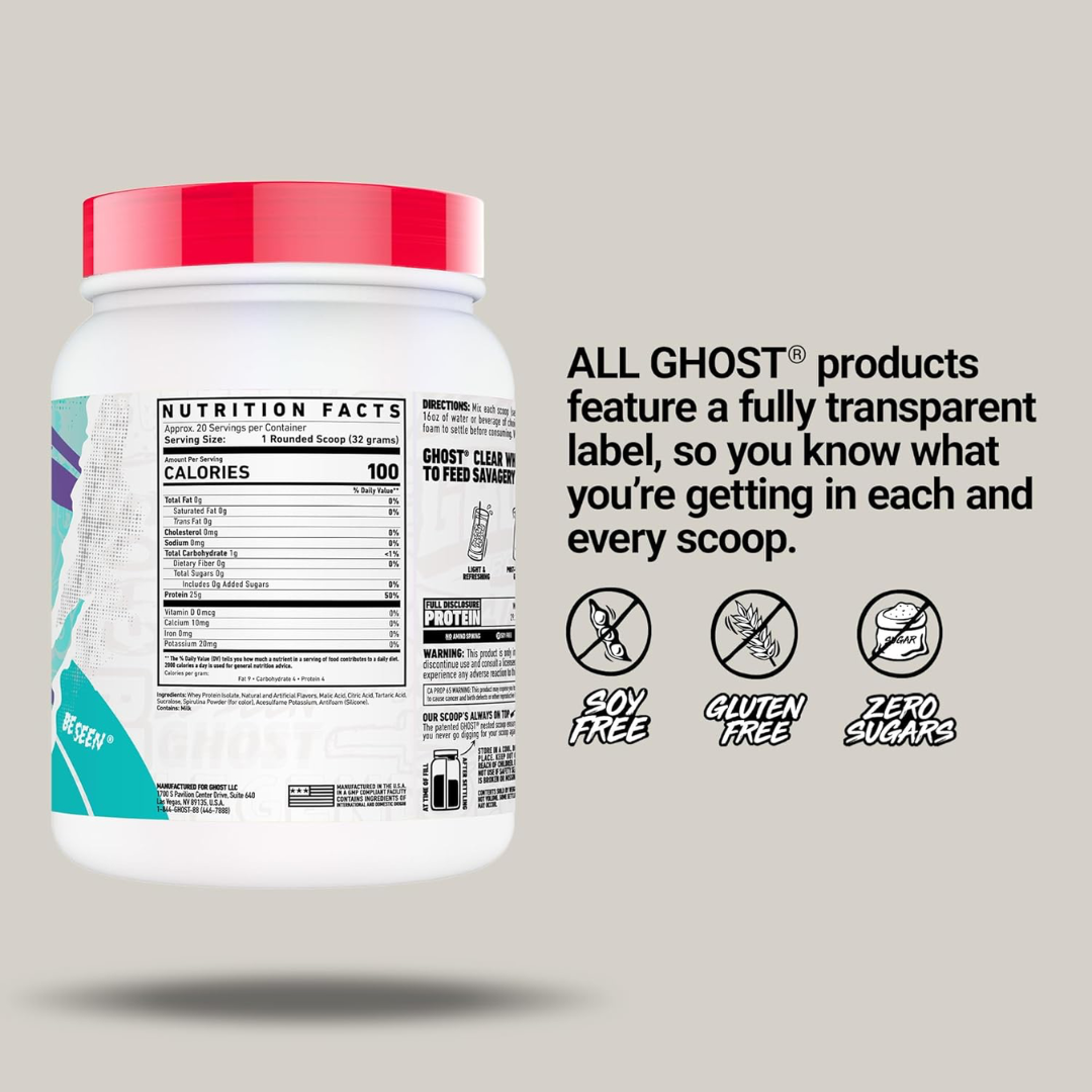 Ghost Clear Whey 640g Blue Raspberry
