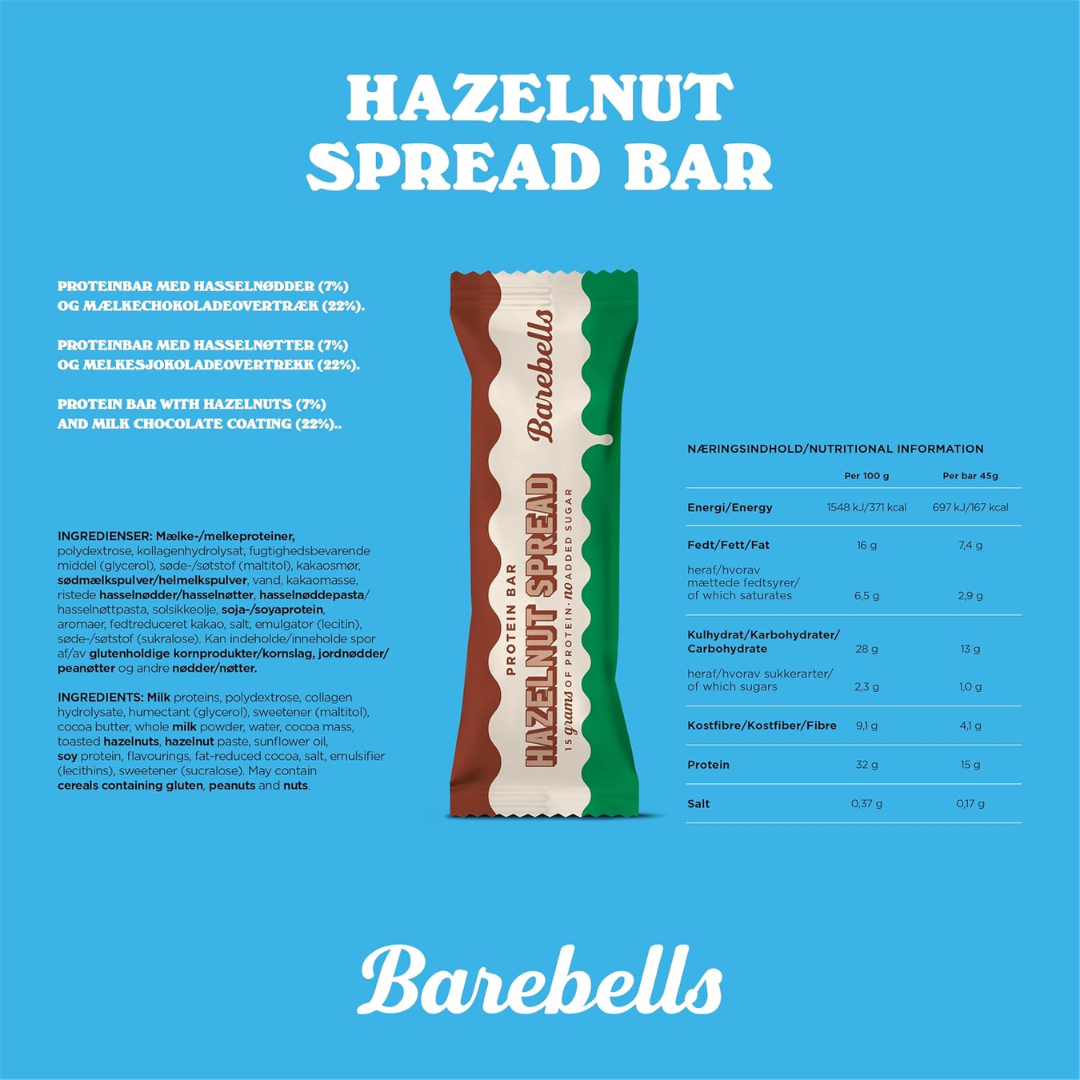 Barebells Spread Protein Bar 12x45g Hazelnut Spread