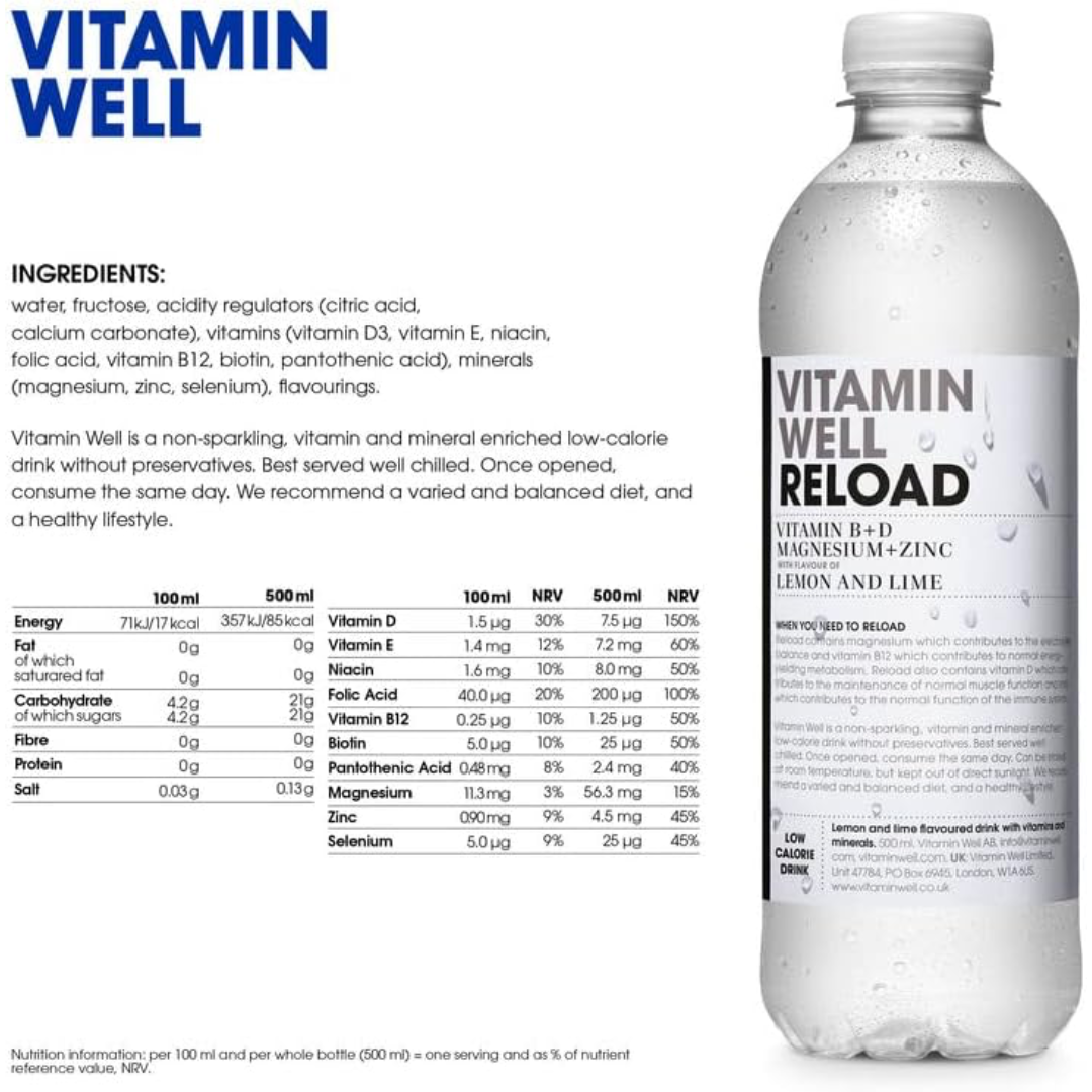 Vitamin Well Reload 12x500ml Lemon & Lime