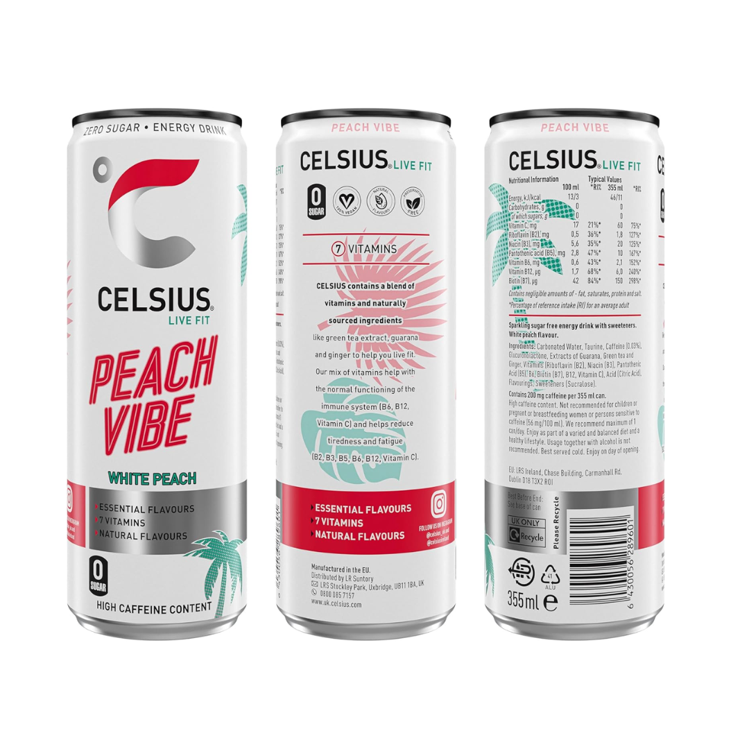 Celsius Energy Drink 12x355ml Peach Vibe