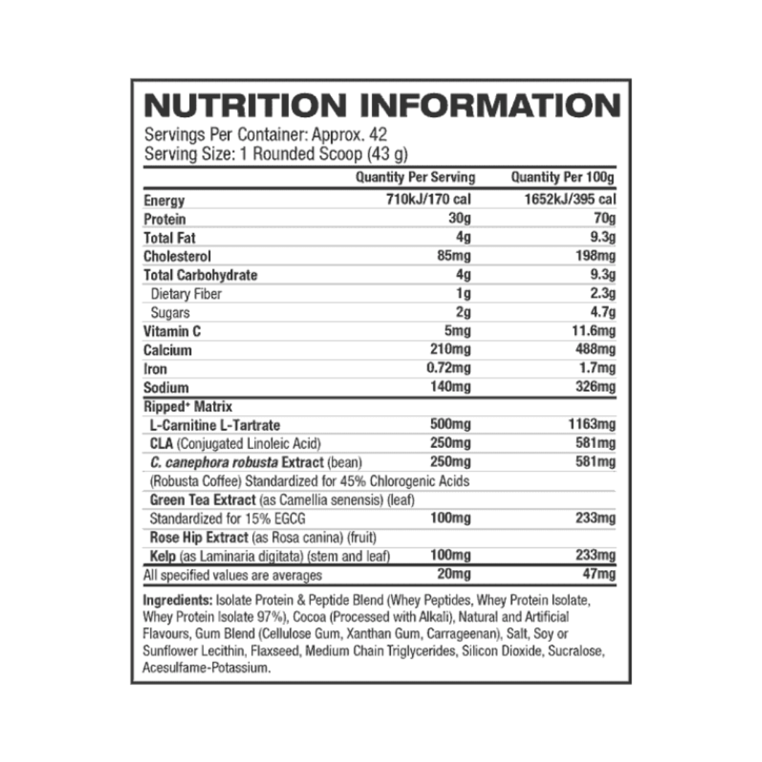 Muscletech Nitro Tech Ripped 1.8kg Chocolate Fudge Brownie