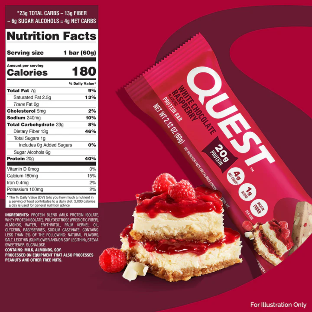 Quest Nutrition Bar 12x60g White Chocolate Raspberry