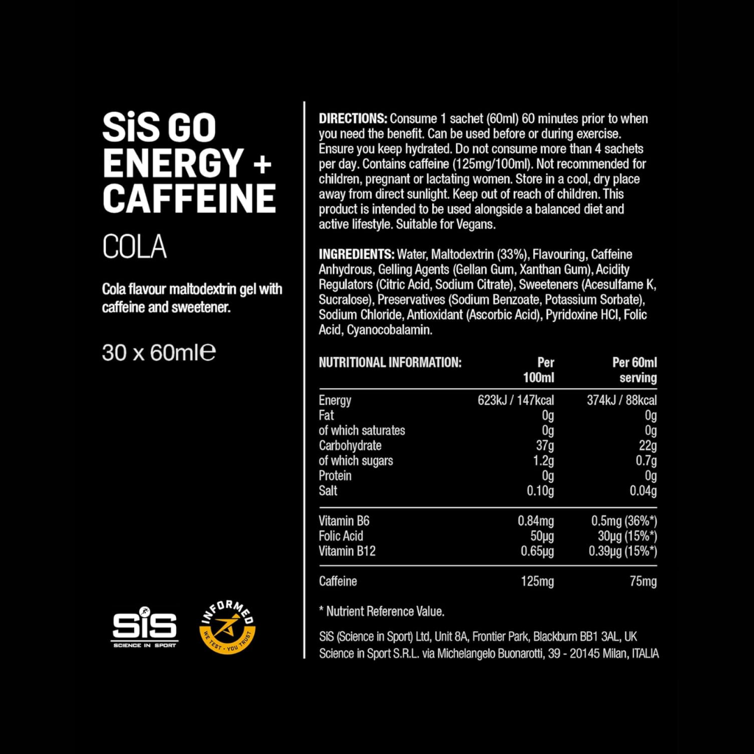SIS (Science In Sport) Gel Go Energy + Caff 30x60ml Cola