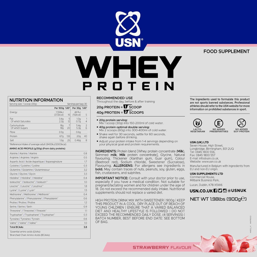 USN Whey Protein Bag 900g Strawberry
