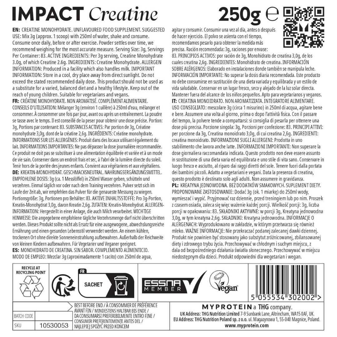 MyProtein Creatine Monohydrate 250g Tropical