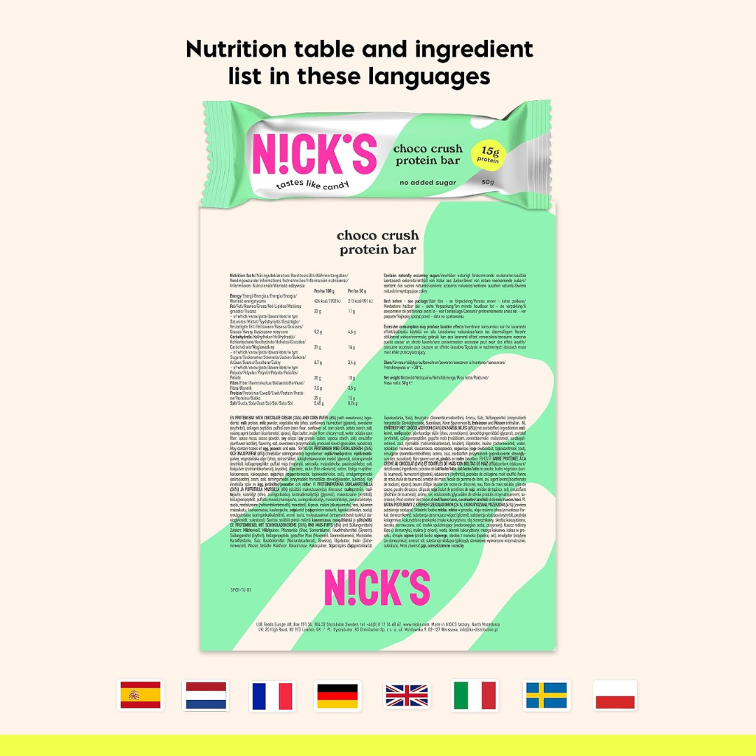 NICK'S Protein Bar 12x50g Choco Crush