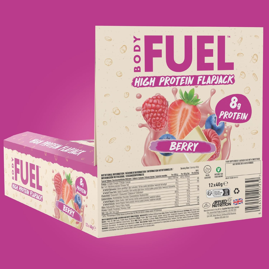 Applied Nutrition Body Fuel High Protein Flapjacks 12x40g Berry