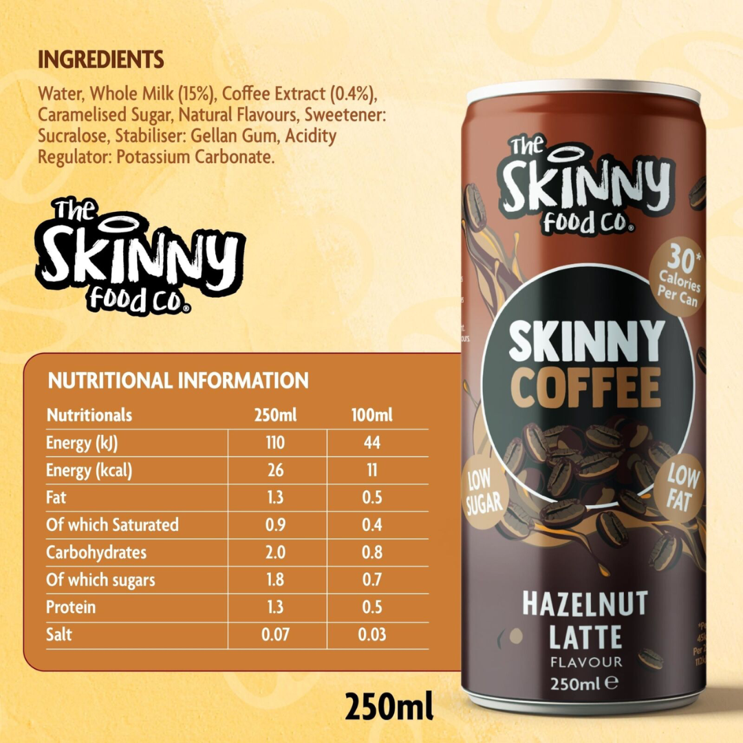 The Skinny Food Co Skinny Coffee 12x250ml Hazelnut Latte