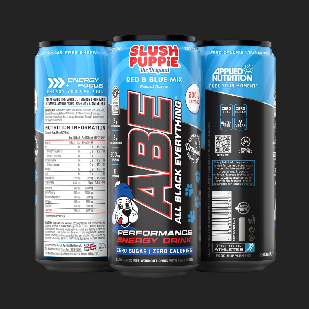 Applied Nutrition ABE (All Black Everything) Carbonated Can 12x330ml Slush Puppie