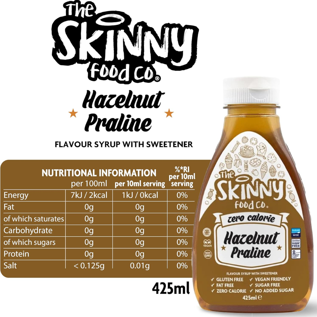 The Skinny Food Co Zero Calorie Skinny Syrup 425ml Hazelnut Praline
