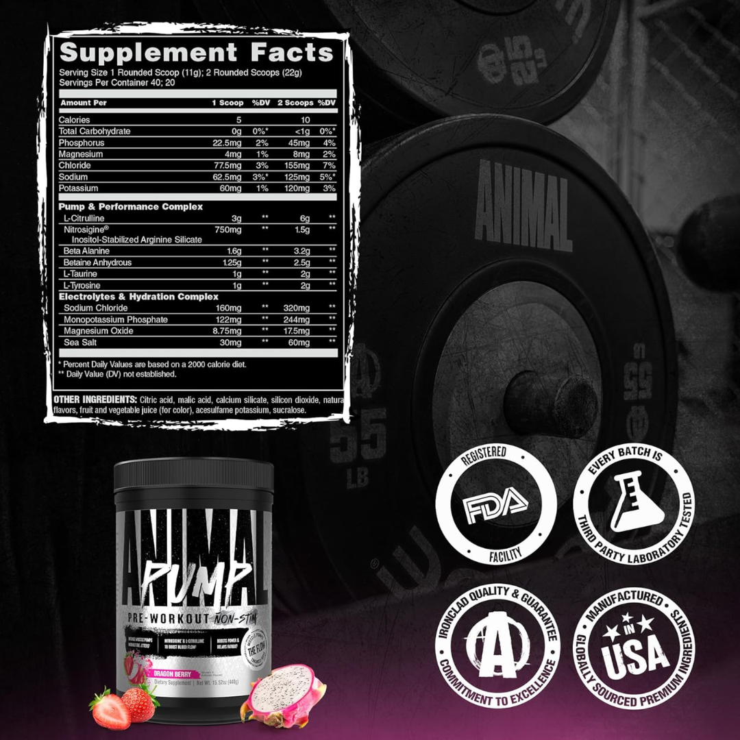 Animal Pump Non Stim 440g Dragon Berry