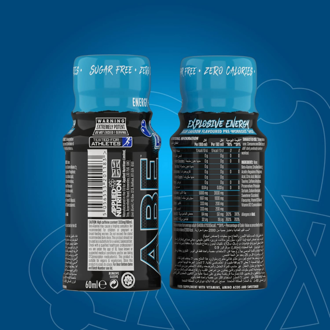 Applied Nutrition ABE (All Black Everything) Shots 60ml Blue Lagoon
